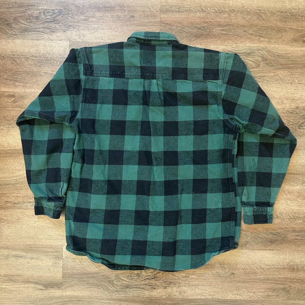 Field & Stream Casual Button Down Mens XL Green Plaid Rugged Flannel Shacket - Picture 2 of 7